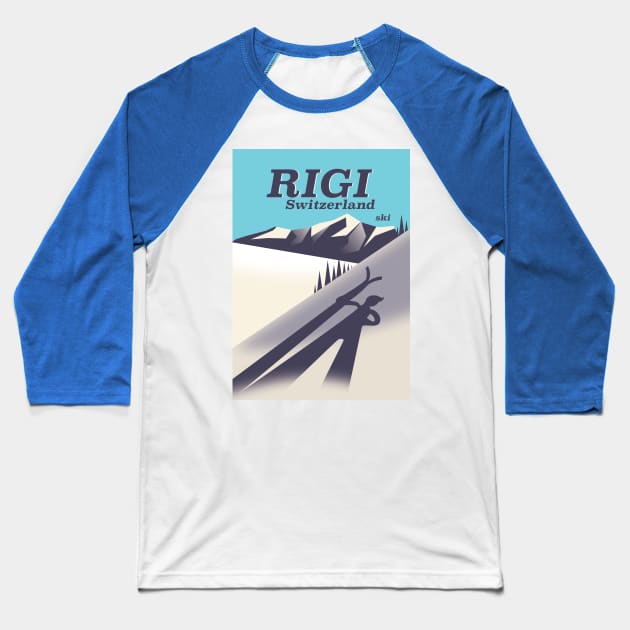 Rigi Switzerland vacation poster. Baseball T-Shirt by nickemporium1